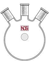 4014 Flask, Round Bottom, Three Neck, Angled - Manufactured by NDS Technologies, Inc.